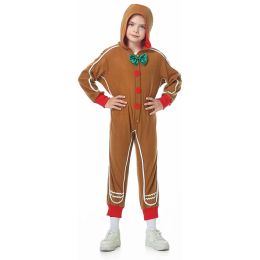 Unisex Gingerbread Pajamas Boy s and Girl s Gingerbread Jumpsuit Romper with Hood for Kid Adult Christmas Costume