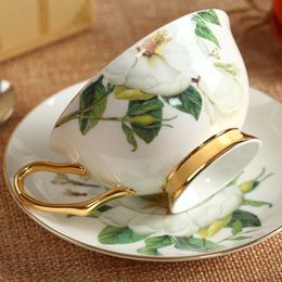 Fine Bone China Coffee Cup Tea Cup And Saucer Set Ceramic Latte Coffee Tea Cup Set Classic Floral Pattern Porcelain Teacup Gift