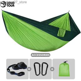 Hammocks 320 * 200cm large portable hammock swing with 2 tree straps 2-3 person nylon umbrella camping hammock for backpacking beach travelQ