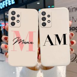 Custom Name Letter Case For Samsung A32 A51 A52S A52 S20 S21 FE A72 A50 A13 A53 Cover S21 Plus S23 Ultra DIY Name Case S23 Plus