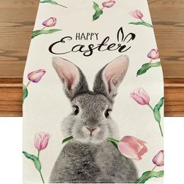 Table Runners Easter Colorful Polka Dot Wreath Rabbit Easter Egg Dining Table Decor Table Runner Dining Kitchen Holiday Supplies