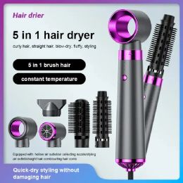 Dryers Professional Hair Dryer 5 In 1 Electric Hot Air Brush Multifunctional Hair Straightener Curler Blow Dryer Styling Set