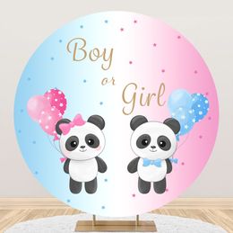 Laeacco Newborn Gender Reveal Round Backdrop Baby Shower Family Party Decor Boy or Girl Photographic Background Circle Backdrop