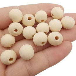 Wholesale Round Wooden Beads Wedding Macrame Crafts Natural Wooden Beads Baby Teething DIY Wood Handmade Party Home Decoration