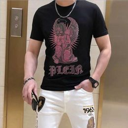 Men's T-Shirts 073 BORUNKE Hot selling Brand Rhinestone Street Clothing Hip Hop Top Sweatshirt High Quality Summer Mens T-shirt J240409