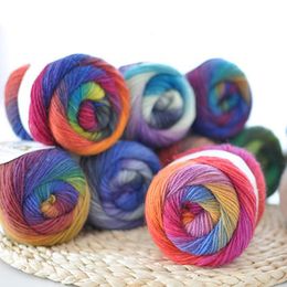 50g(180m)/Ball Rainbow Hand Knitting Merino Wool Yarn Fancy Dye Crochet Yarn DIY Scarf Shawl Yarn for Hand Knitting