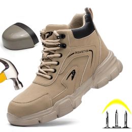 Boots Men Boots Indestructible Safety Shoes Steel Toe Shoes Punctureproof Sneakers Breathable Lightweight Work Shoes