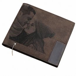 custom Picture PU Leather Wallet Men's Bifold Custom Inscripti Photo Engraved Wallet Thanksgiving Gifts For Him Custom Wallet C5uH#