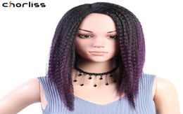 Synthetic Wigs Yaki Straight Wig Ombre 14quotInch Long Hair Natural Hairline Side Part For Black Women Heat Resistant Fiber2075816