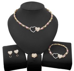 Double Love Hug and Kiss Xoxo Necklace Similar Jewelry Set Fashion Filled Gold Rose Little Girl Kid Child Jewellery Sets X01798909585