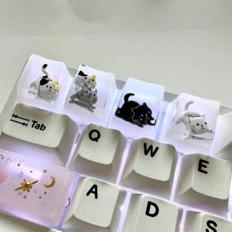 Keyboards Naughty Cat Design Resin Keycaps For Cherry Mx Gateron Kailh Box TTC Switch Mechanical Gaming Keyboard Backlight Key Cap