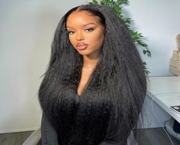 360 HD Kinky Straight Glueless Frontal Wigs 13x4 Lace Front Human Hair Wig Yaki Brazilian Virgin Pre Plucked For Black Women4402456448030