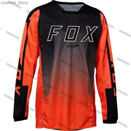 Cycling Shirts Tops 2023 Downhill Jerseys Cup Mountain Bike Shirts Motorcycle Jersey Motocross Sportwear Clothing Bike Offroad DH Balck Fit Y240410