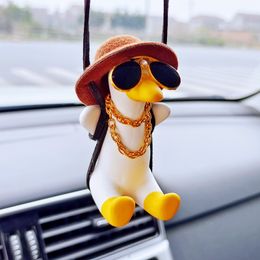 Car Interior Pendant Cute Anime Little Duck Swing Penguin Hanging Auto Rearview Mirror Fragrance Decor Accessories Girls Gifts