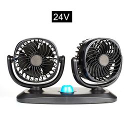 12V/24V Car Fan 360 Degree All-Round Adjustable Car Auto Air Cooling Dual Head Fan Low Noise Car Auto Cooler Cooling Fan