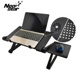 Lapdesks Aluminum Alloy Adjustable Laptop Stand Laptop Desk Bed Standing Notebook Stand With Cooling Fan Mouse Board For Bed Sofa Tray