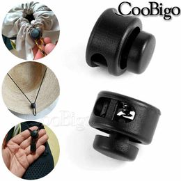 50PCS Double Holes Spring Cord Lock Toggle Stopper Sliding Rope Fastener for Drawstring Bag Clothes Accessories Round Ball Shape