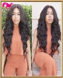 Unprocessed Brazilian Virgin Hair Body Wave Front Lace wig 150 density Natural Color top grade 8A high quality with baby hair5336110