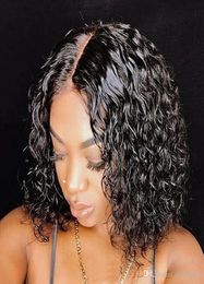 Brazilian Curly Full Lace Human Hair Wigs For Black Women Bob Lace front Brazilian Curly Short Hair Wig Glueless Pre Plucked Bleac4622544