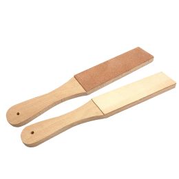 Dual Sided Leather Blade Strop Cutter Razor Sharpener Polishing Wooden Handle Kitchen Knife Sharpener Scissors Sharpening Tool