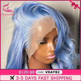 Blue 13x4 Transparent Lace Front Wig Body Wave Wigs For Women 613 Colored Lace Frontal Blonde Human Hair Pre Plucked Parksonhair