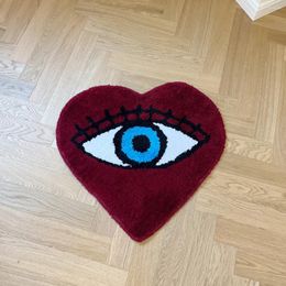 Carpets Red And Blue Heart Shape Eye Tufting Rug Soft Fluffy Cute Animal Mat Carpet Bedroom Floor Anti Slip Pad Home Kids Room