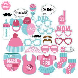 Baby Photo Booth Props Gender Reveal Party Boy or Girl Photo Booth Props Frame Boy or Girl Shower Birthday Party Supplies Decors