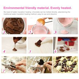 220V Electric Candy Chocolate Melting Pot Chocolate Fountain DIY Kitchen Tool with Heart-shape Mould for Soap Making