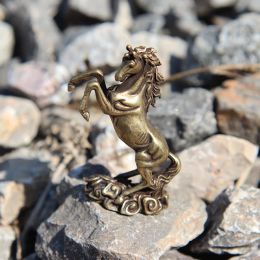 Vintage Copper Zodiac Horse Small Statue Feng Shui Ornaments Brass Lucky Animal Miniatures Figurines Desktop Decorations Crafts