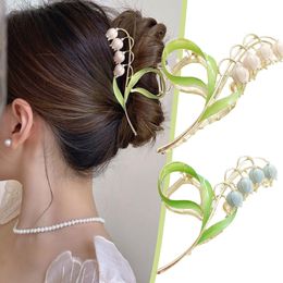 New Women Elegant Gold Lily Of The Valley Geometric Metal Hair Claw Vintage Hair Clips Headband Hairpin Hair Crab Hair Accessori