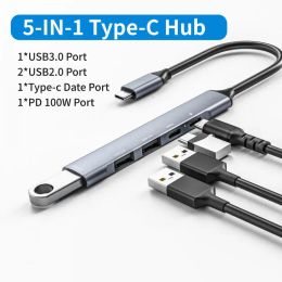 Hubs RYRA 5in1 Typec HUB USB 3.0 USBC 5 Port Multi Splitter Adapter Support PD 65W Fast Charging for Macbook PC Laptop Phone