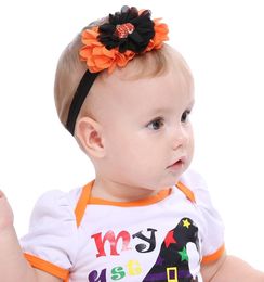 Baby Girls Halloween Headband Pumpkin Headbands Orange Chiffon Flower Head band Newborn Shower Gift Po Prop2968235