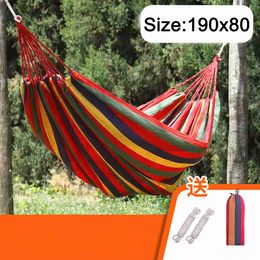 Hammocks Outdoor canvas hanger 190x80cm portable thick anti roll bar hanger garden travel camping hanger swing hangerQ