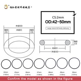 Nitrile Rubber O-Ring 20PC/lot Black NBR Sealing CS 2mm OD42/43/45/46/47/48/49/50mm O-Ring Seal Gasket Ring