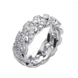 Cluster Rings HOYON 8mm Diamond Shape Cuban For Men Women S925 Sterling Silver Gold Colour Hip Hop 1.2 S CZ Stone Jewellery Gift