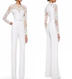 Custom Made New White Mother Of The Bride Pant Suits Jumpsuit With Long Sleeves Lace Embellished Women Formal Evening Wear2108396