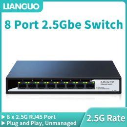 Switches LIANGUO 8 Port 2.5GbE Ethernet Switch Unmanaged 2.5G Network Switch Fanless Desktop Small Home Lab setup Switch Plug and Play