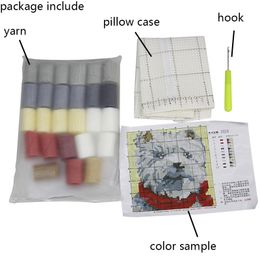 Cute Animal Series Latch Hook Pillow Kits DIY Segment Embroidery Materials Package Coarse Wool Pillow Cross Stitch knooppakket