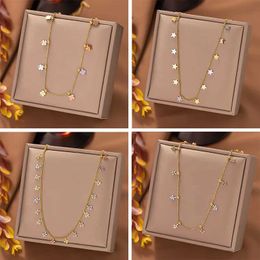 Pendant Necklaces 316L Stainless Steel Neck Choker Chain For Women Four Leaf Clovers Snake Necklace 2023 New Trend Charm Jewellery Birthday Gift 240410