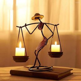 Candle Holders Nordic Iron Candlestick Abstract Character Sculpture Holder Wedding Decor Retro Figurines Dinner For Home
