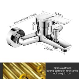 Wall mounted bathtub faucet with hand shower waterfall bath faucet brass chrome finish bath shower mixer FYB01