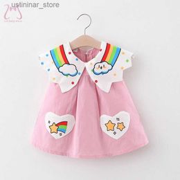 Girl's Dresses Summer Baby Girl Party Dresses Rainbow Sleeveless Children Clothes Simple Cotton Vibrant Toddler 0 To 3 Years Old Kids Come L47