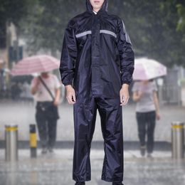 Foldable 1 Set Practical Double Layer Rain Jacket Pants Oxford Cloth Split Raincoat Wear-resistant for Travel