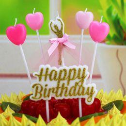 Wedding Birthday Candle Safe Flames Star Sticks Design Happy Birthday Party Cake Home Decor Favor Supplies Love Heart