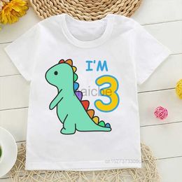 T-shirts Kids T Shirt Rainbow Scaled Dino IM 1-9 Years Old Print Boys T-Shirts Girl Clothing Children Happy Birthday Tees Baby Clothes 240410