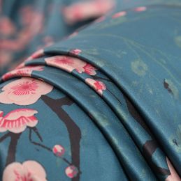 mylb Beautiful Plum blossom Digital Print Satin Fabrics For Dresses