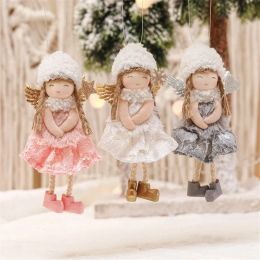Christmas Decorations Handmade Crafts Plush Angel Girl Doll Pendant Christmas Tree Hanging Ornaments New Year 2024 Xmas Gift Toy