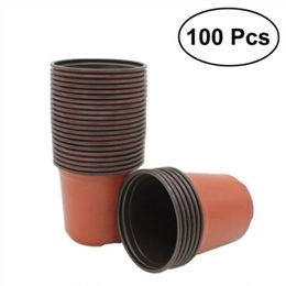 100pcs Plastic Garden Nursery Pots Flowerpot Seedlings Planter Containers Set 9 6 8cm 3 5 2 4 3 1inch Plant Flower Pot Y200723249G