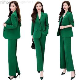 Women's Suits Blazers Women's Fashion Professional Suit Korean Elegant Spring Autumn New Casual Blazers Coat + Pants Two-piece Set Femlae Clothing C240410