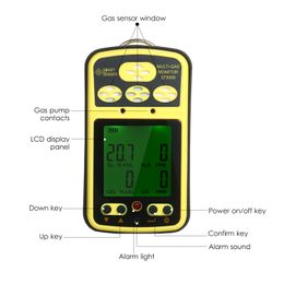 SMART SENSOR ST8990 Combustible Gas Monitor 4 in 1 Professional O2 LEL CO H2S Gas Detector Tester Sensor with Backlight